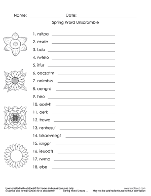 Unscramble Spring  Form