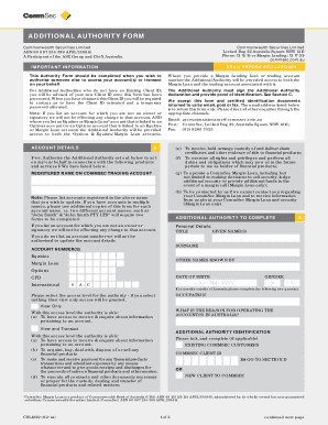  Commsec Additional Authority Form 2014
