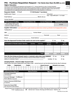 PR1 Purchase Requisi Research  Form