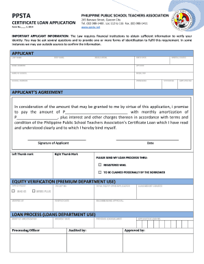Ppsta Equity Loan Form