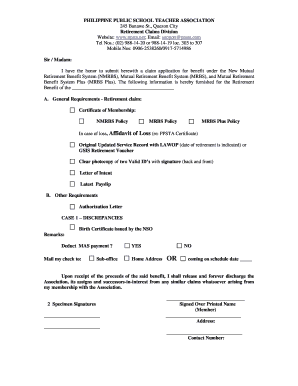 Ppsta Claims Requirements  Form