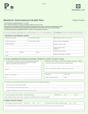 Multicare Claim Form