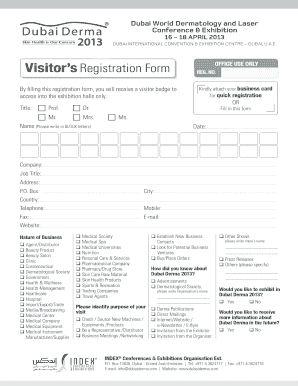 Visitor Registration Dubai Derma  Form