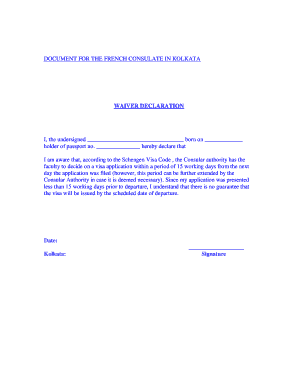 Waiver Declaration  Form