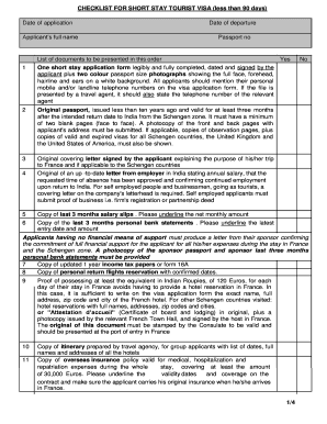France Visa Checklist PDF  Form
