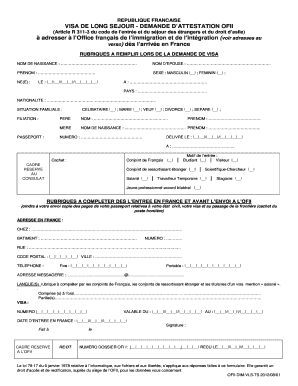 Attestation Ofii  Form