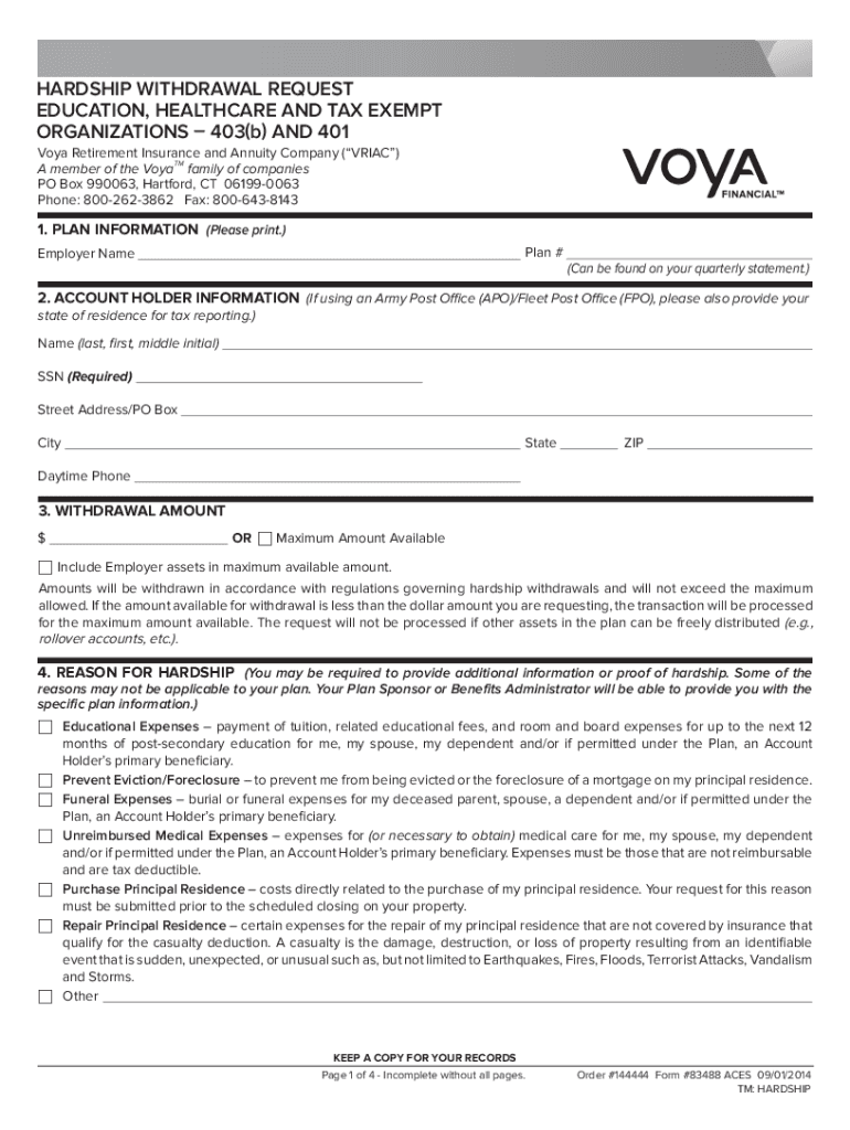  Voya Withdrawal Form 2014-2024
