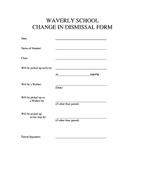 Early Dismissal Template  Form