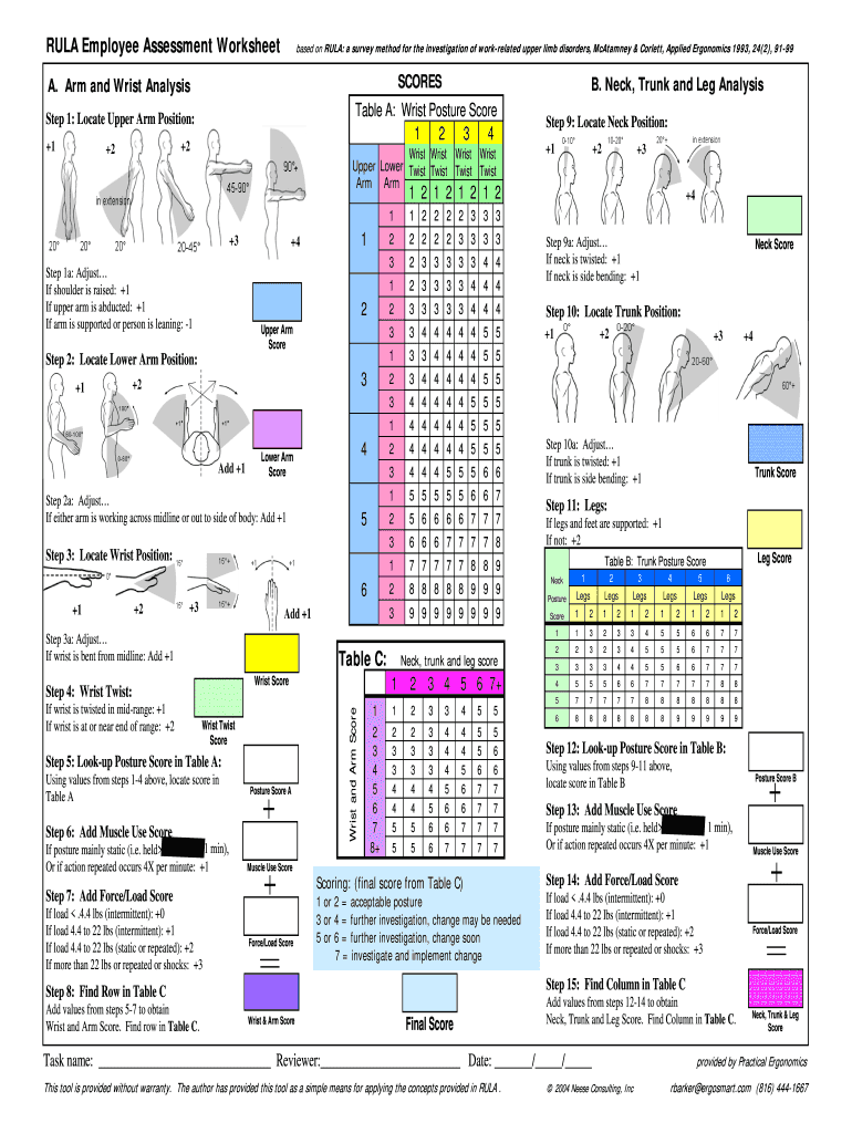 Rula Worksheet  Form