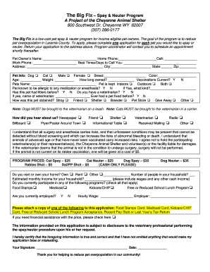 Cheyenne Animal Shelter  Form