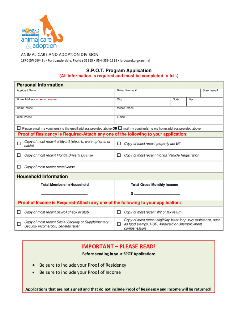 Spot Program Broward  Form