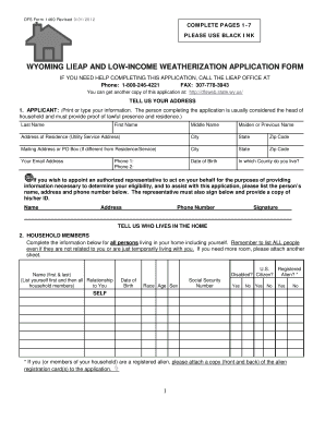 Wyoming Lieap and Low Income Weatherization Application Form Precorp