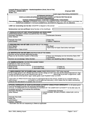 Certificaat 1 DIGD012001 Voedsel En Waren Autoriteit  Form