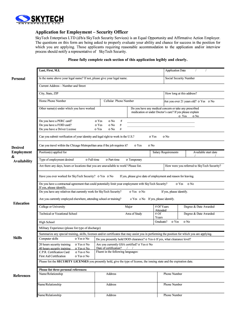 Skytech Security Interview Form