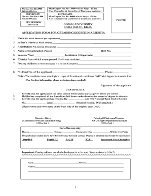 Gomal University Degree Verification Challan Form