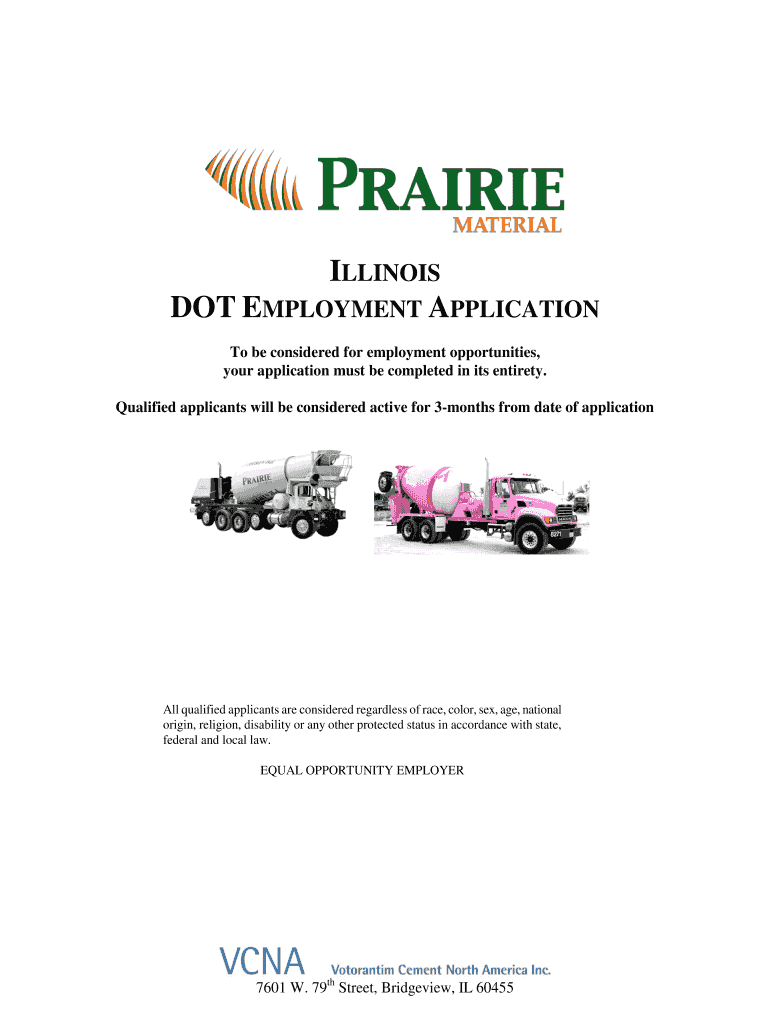 Illinois Dot Employment Applications  Form