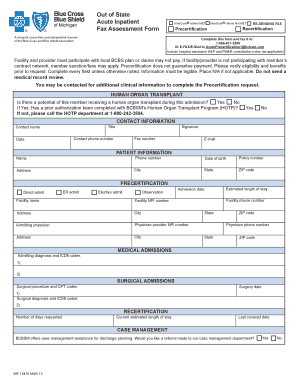 Out of State Acute Inpatient Fax Assessment Form Bcbsm Com