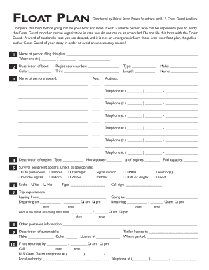 FLOAT PLAN United States Power Squadrons Usps  Form