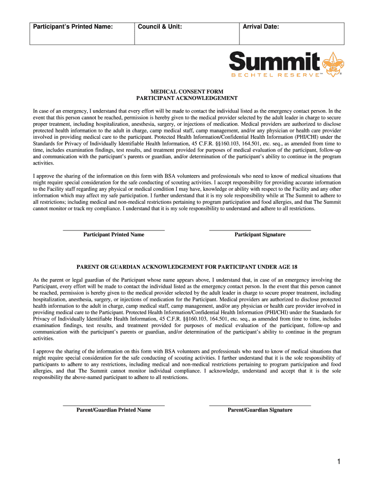 Summit Bechtel Medical Form