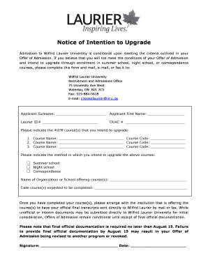 Notice of Intention to Upgrade Forms Laurier