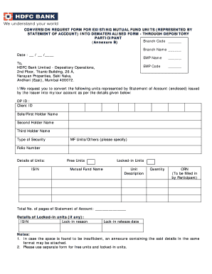 Conversion Request Form for Existing Mutual Fund HDFC Securities
