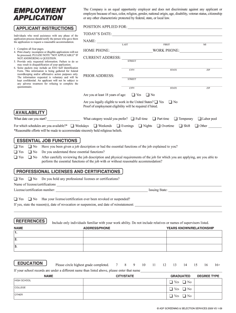 EMPLOYMENT APPLICATION Coates Roofing Company Inc  Form