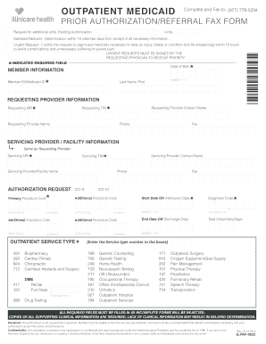 Medicaid Outpatient Prior Authorization Fax Form Next Level Health
