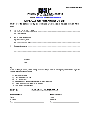 Nhif Amendment Form