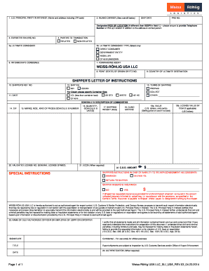 Shipper&amp;#39;s Letter of Instruction SLI Form Weiss R Hlig