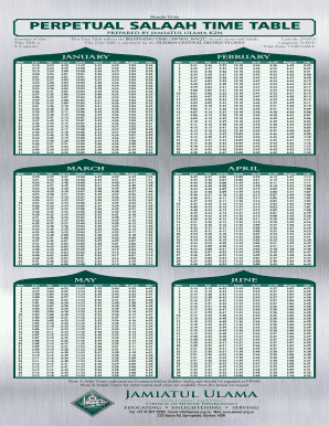 Perpetual Salaah Times Johannesburg  Form