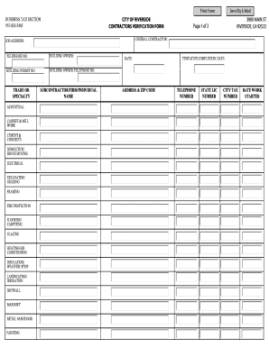 Contractors Verification Form City of Riverside