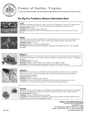 Big 5 Foodborne Illnesses  Form