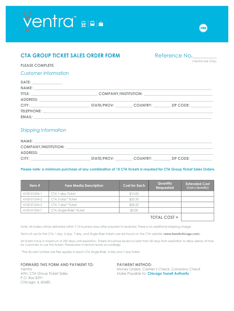 Group Ticket Sales Order Form