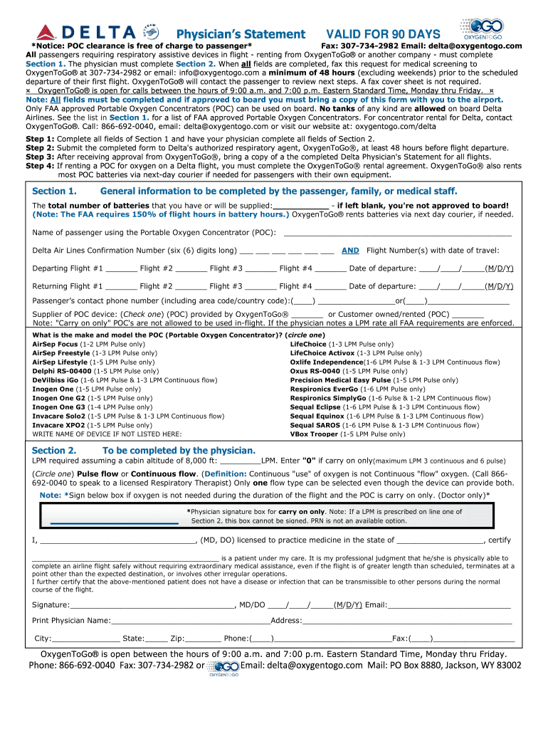 Delta Physician Statement  Form