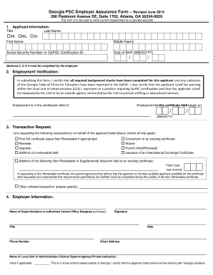 Gapsc Employer Assurance Form