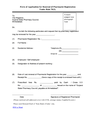 Gujarat State Pharmacy Council  Form