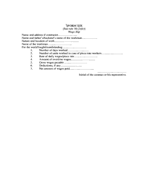 Form Xix See Rule 78 2 B Wage Slip in Excel