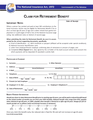 B58 Retirement the National Insurance Board  Form