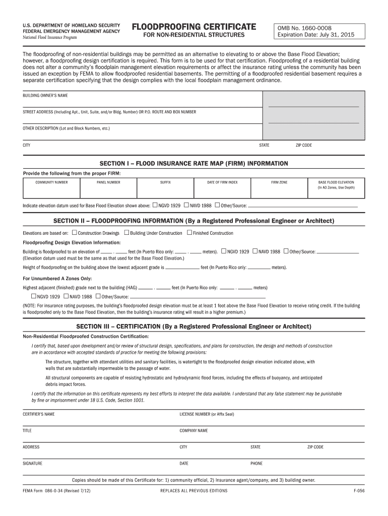  Fema Form 086 0 34 2015