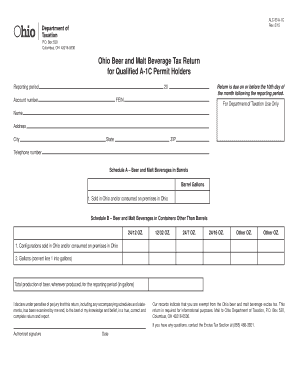 Ohio Beer and Malt Beverage Tax Return for Qualified a 1C BPermitb Bb Tax Ohio  Form