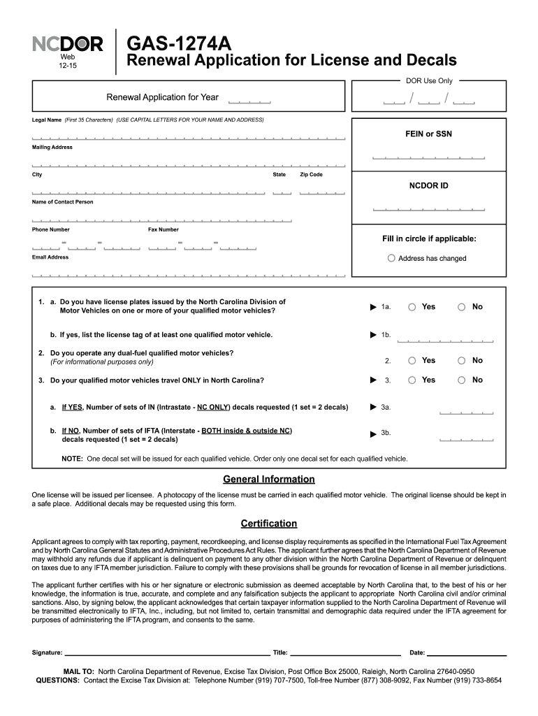  Gas 1274a  Form 2015