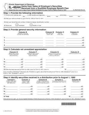 IL 4644 Gains from Sales of Employers Securities Received from a Qualified Employee Benefit Plan  Form