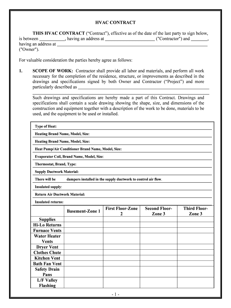 HVAC Subcontractor Agreement Template Net  Form