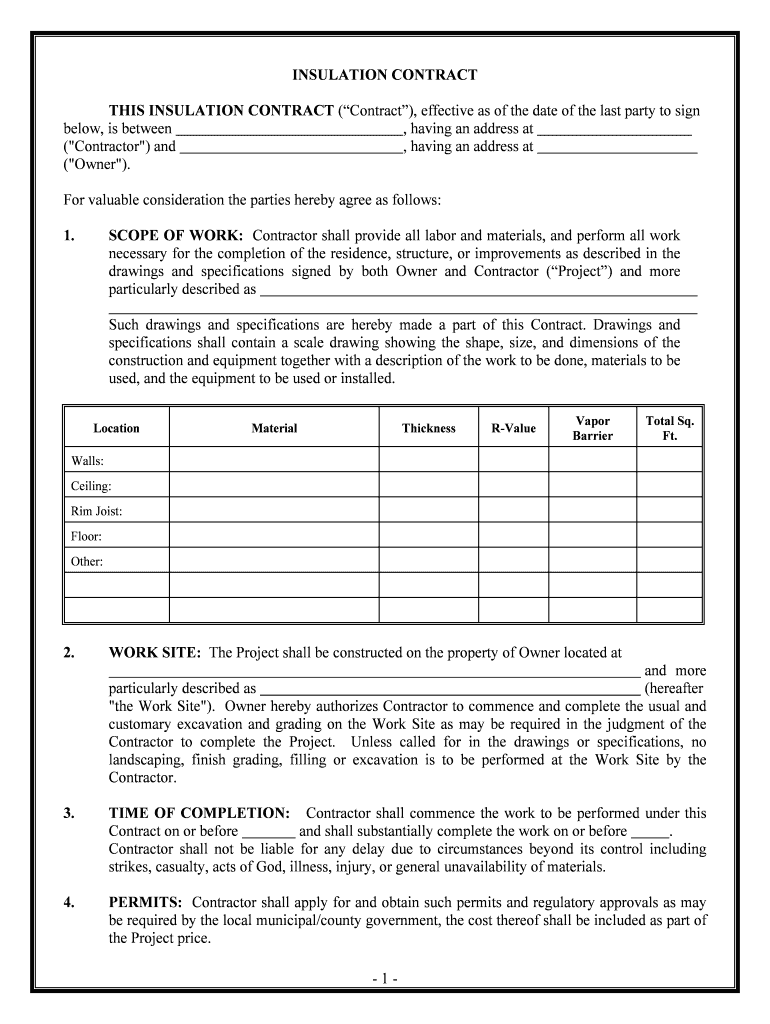 Spray Foam Insulation Contractor Agreement Form Mobile App