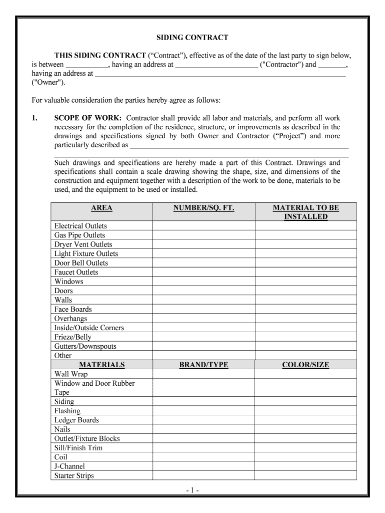 SIDING CONTRACT  Form