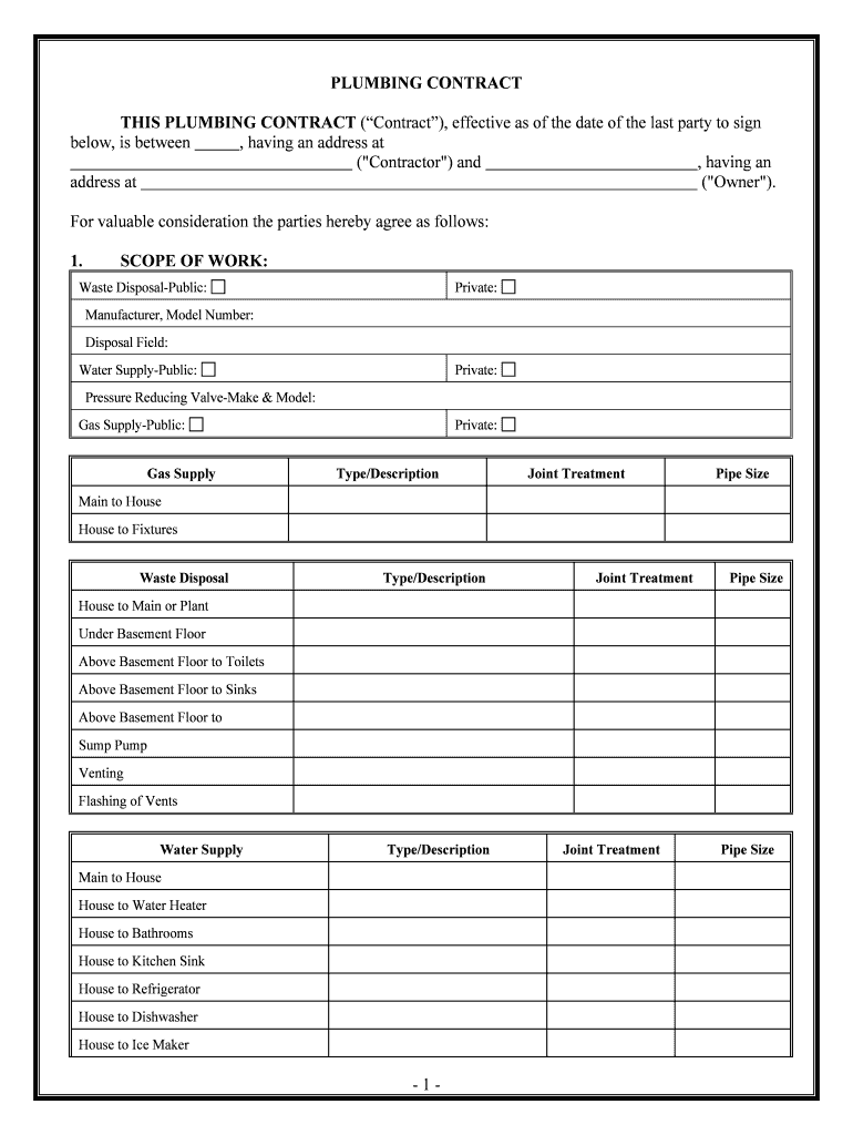 A Residential Plumber Contract Agreement; Why and How to  Form