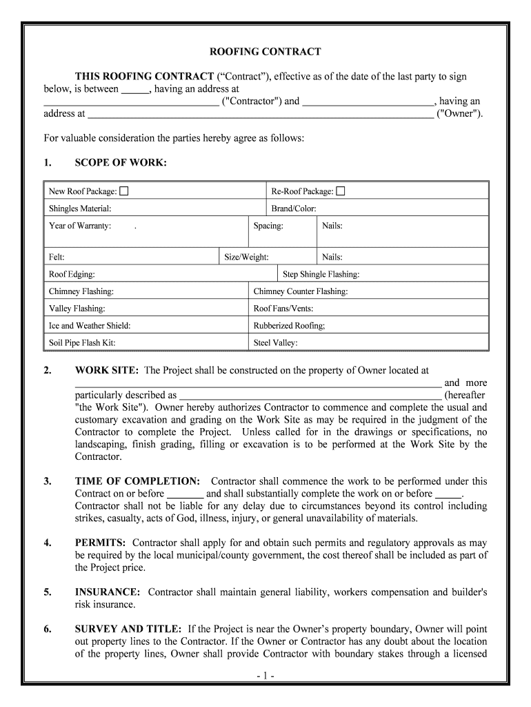 Residential Roofing Contract Template Get Sample  Form