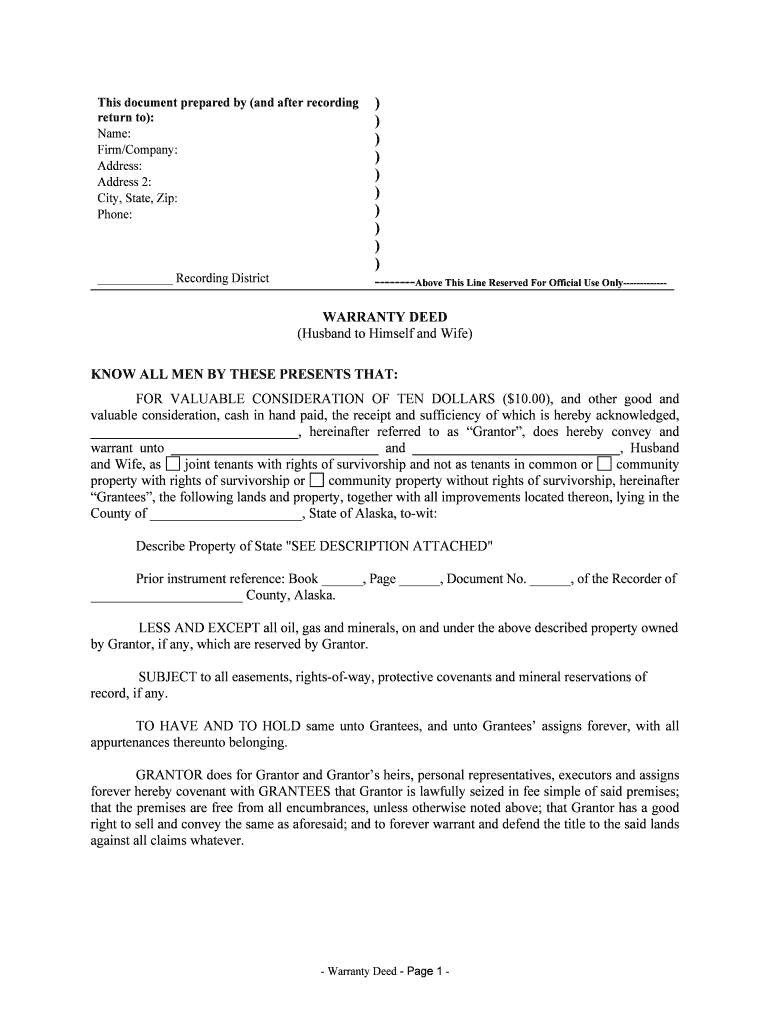 Warrant Unto and , Husband  Form