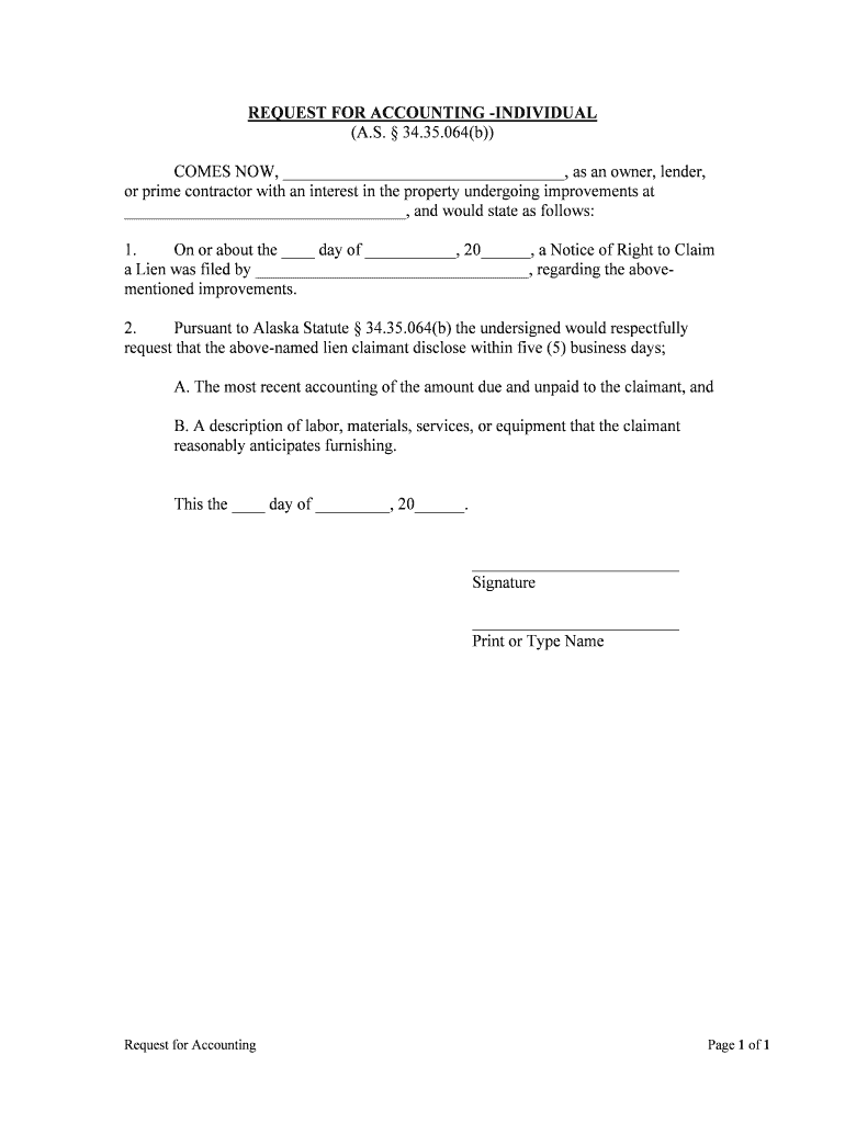 REQUEST for ACCOUNTING INDIVIDUAL  Form
