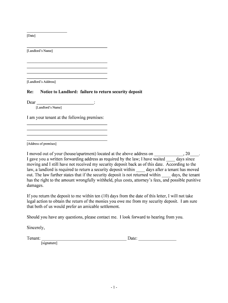 Deposit Return Request Letter  Form